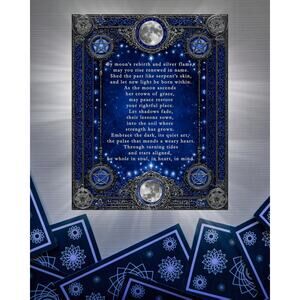 Renewal Blessing Pagan Wiccan Moon Prayer Pentacle Art Print New Beginning Spell